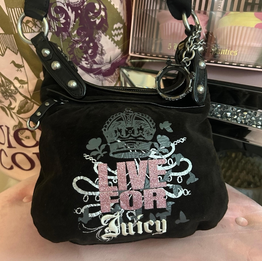 Juicy Couture Black and Pink Shoulder Bag - Picture 6 of 6